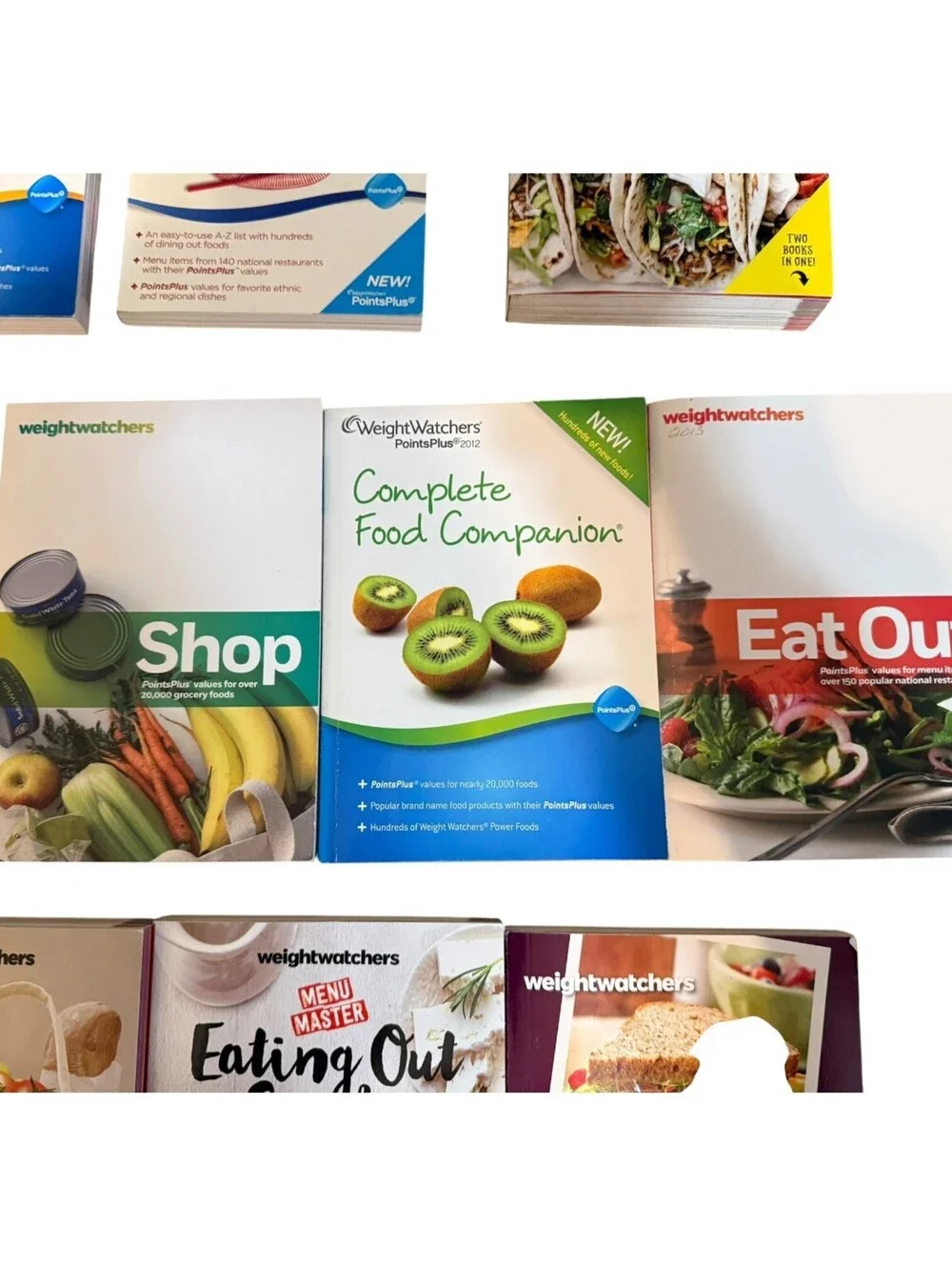 9pc Lot Weight Watchers Complete Food Companion & Dining Out Guide Book Set